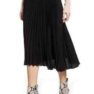 Halogen Black Pleated Midi Skirt